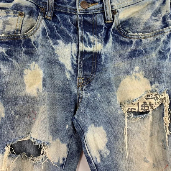 Strivers Row Men's Grey Birch Distressed Fit Raw Bleached Jeans Size 30x31 NWT - Picture 5 of 14